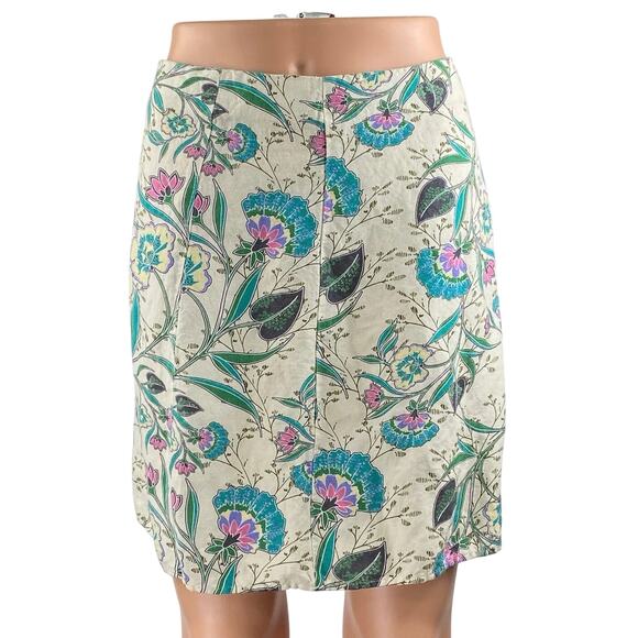 Ann Taylor LOFT Multicolor Floral Linen High Waisted Slit A Line Mini Skirt 00P - Picture 2 of 6